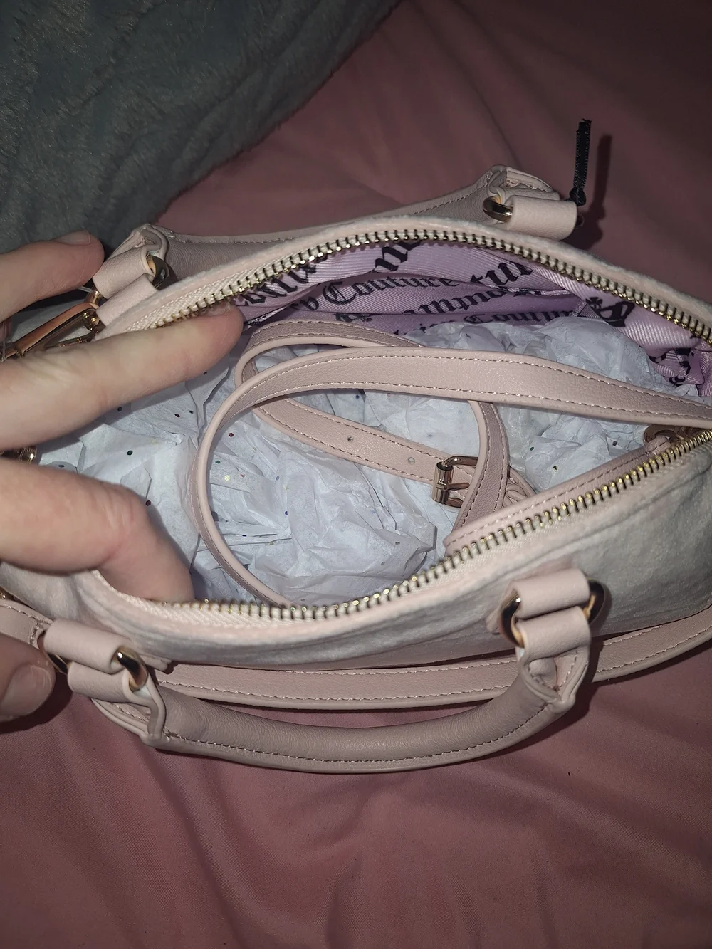 EXCLUSIVE Juicy Couture Pink Velvet Cherry Satchel Bag